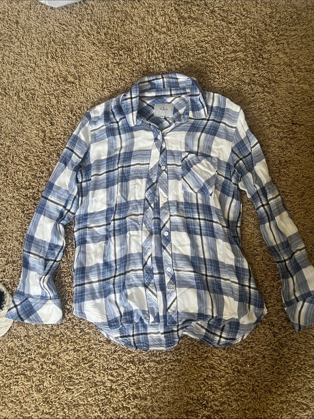 Rails Blue and White Plaid Button-Down Shirt